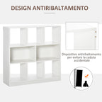 HOMCOM Mobile Bookcase with 3 Levels and 8 Total Shelves, in MDF, 97.5x30x100 cm, White - Borgè