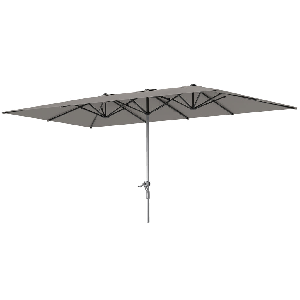 Double Garden Umbrella 4.5x2.6 m, Crank Opening and 12 Ribs, Gray