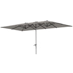 Double Garden Umbrella 4.5x2.6 m, Crank Opening and 12 Ribs, Gray