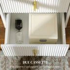 2-Drawer Wooden Nightstand with Metal Handles and Legs, 40x40x47 cm, White and Gold