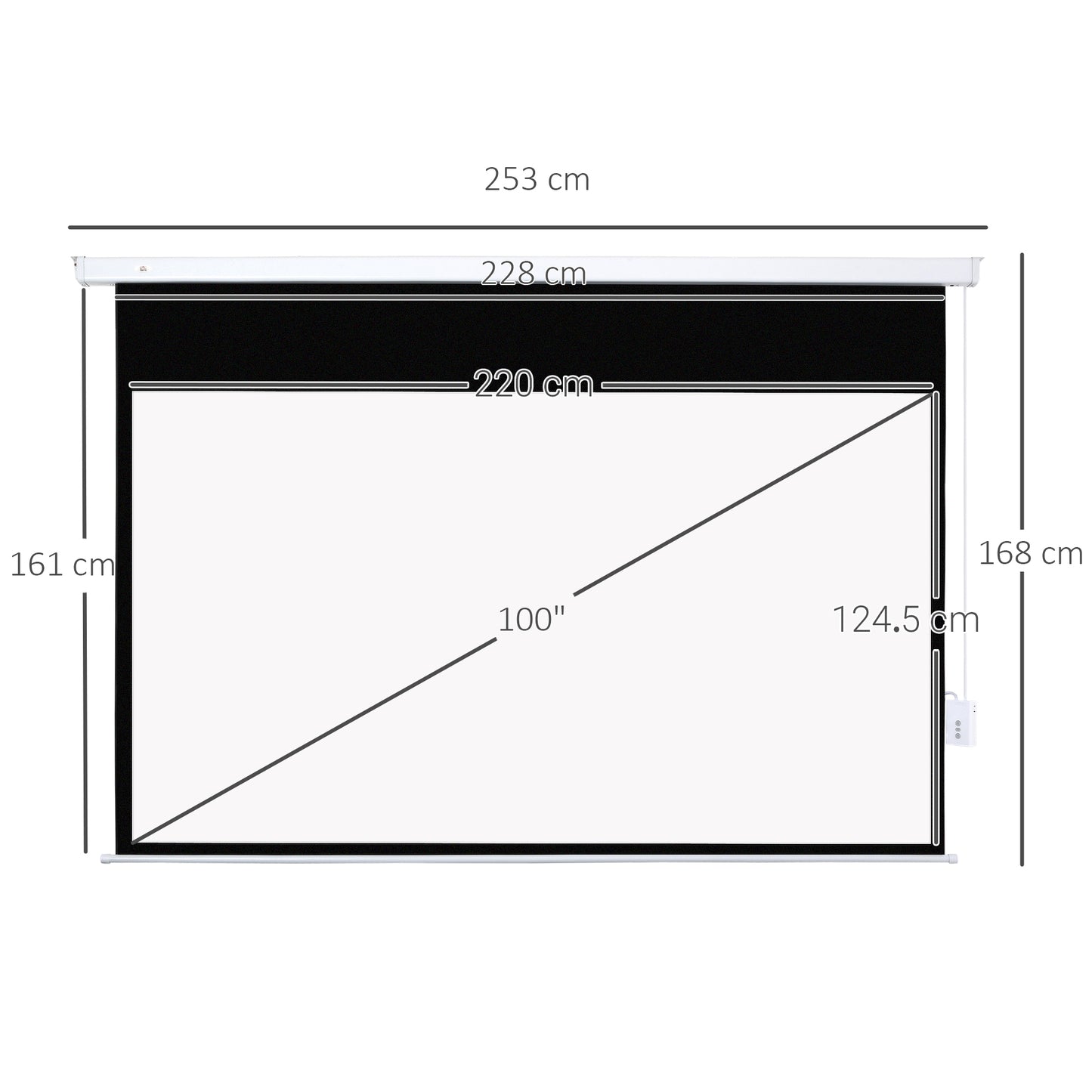 HOMCOM 100 Inch Projector Cover with Remote Control, in PVC and Metal, 247x7.5x168 cm, White - Borgè