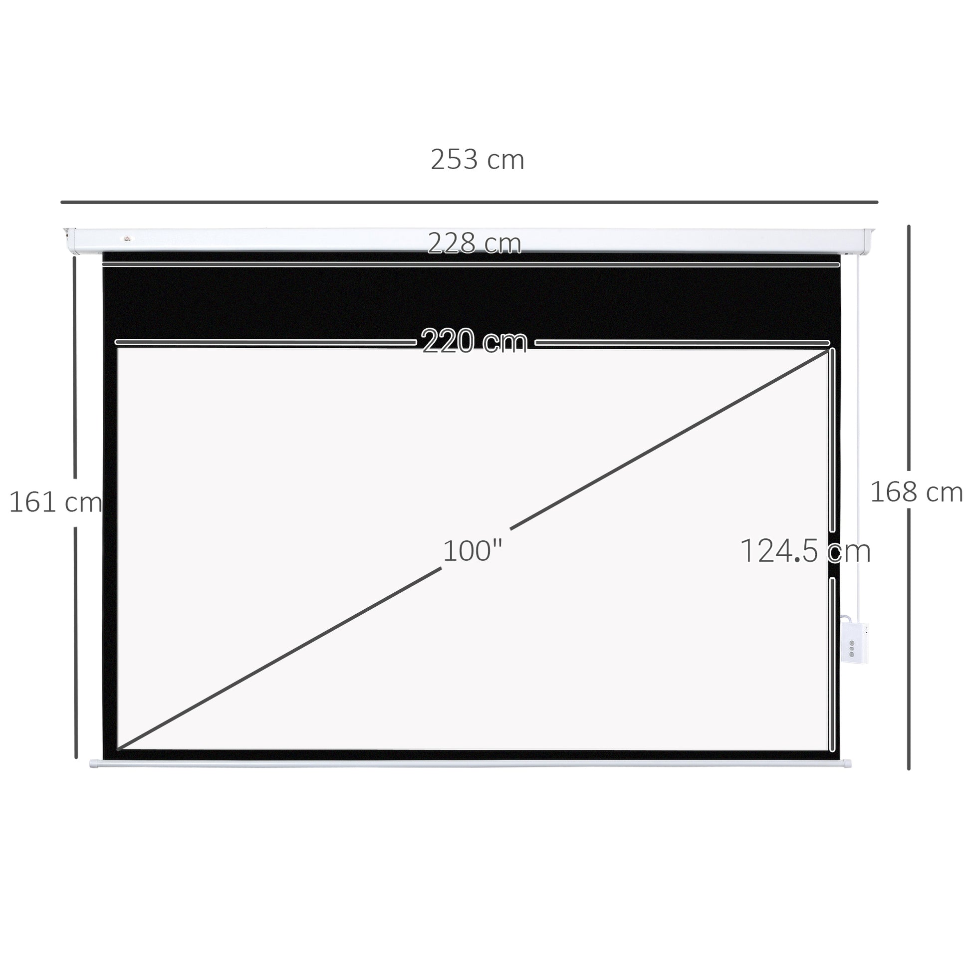 HOMCOM 100 Inch Projector Cover with Remote Control, in PVC and Metal, 247x7.5x168 cm, White - Borgè