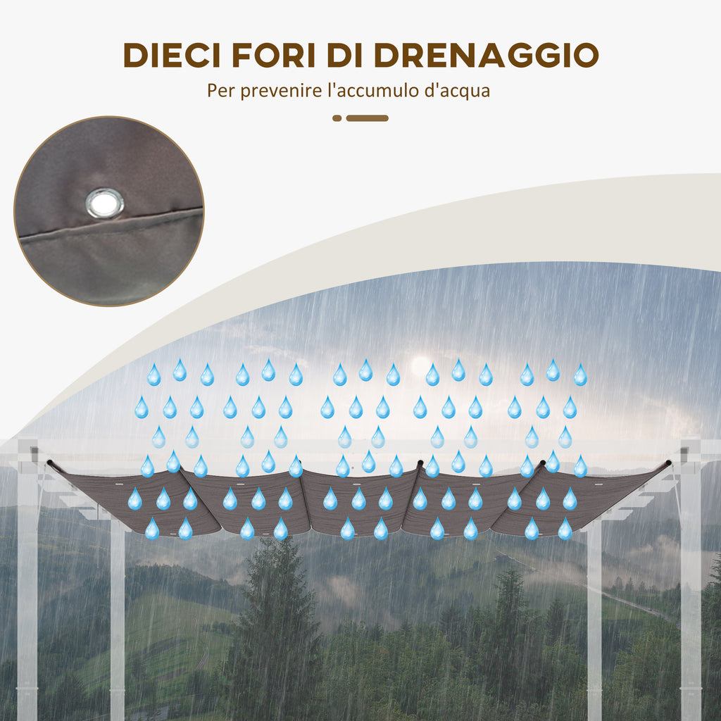 Pergola Gazebo Cover 4x3 m Breathable Polyester Coffee with 10 Drainage Holes (COVER ONLY)