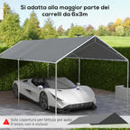 Outsunny 6x3m Dark Grey Anti-UV PE Carport Replacement Cover with Bungee Cords