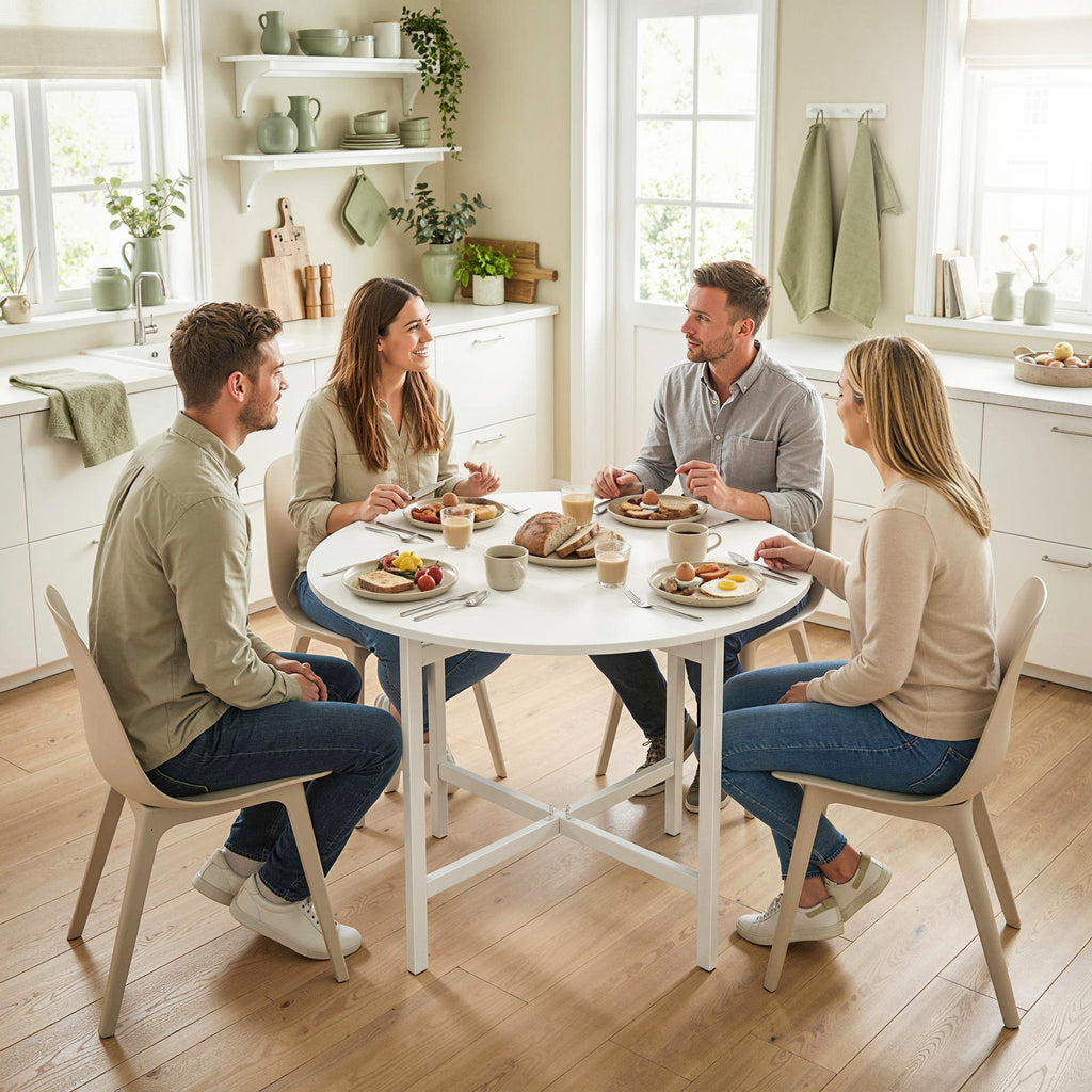 HOMCOM Folding Dining Table, Space-Saving Extendable Table, White