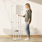 Floor Lamp with Shelves, Dimmable Light, Foot Switch and USB Ports, White