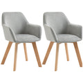 Homcom set 2 chairs for dining room padded velvet with armrests and wooden legs, gray - Borgè