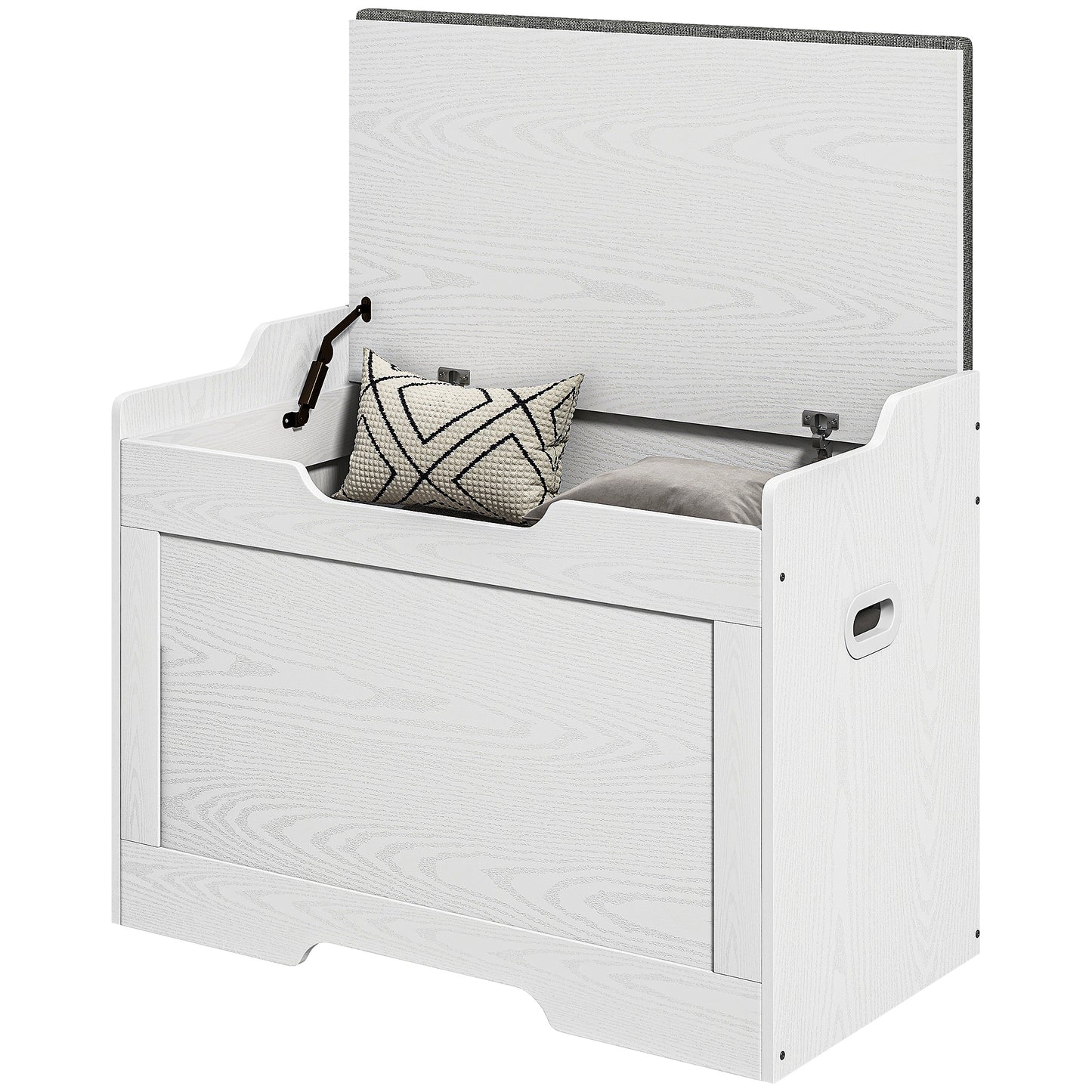 Multifunctional Wooden Storage Bench 103L with Fabric Cushion, 75x40x56cm, White