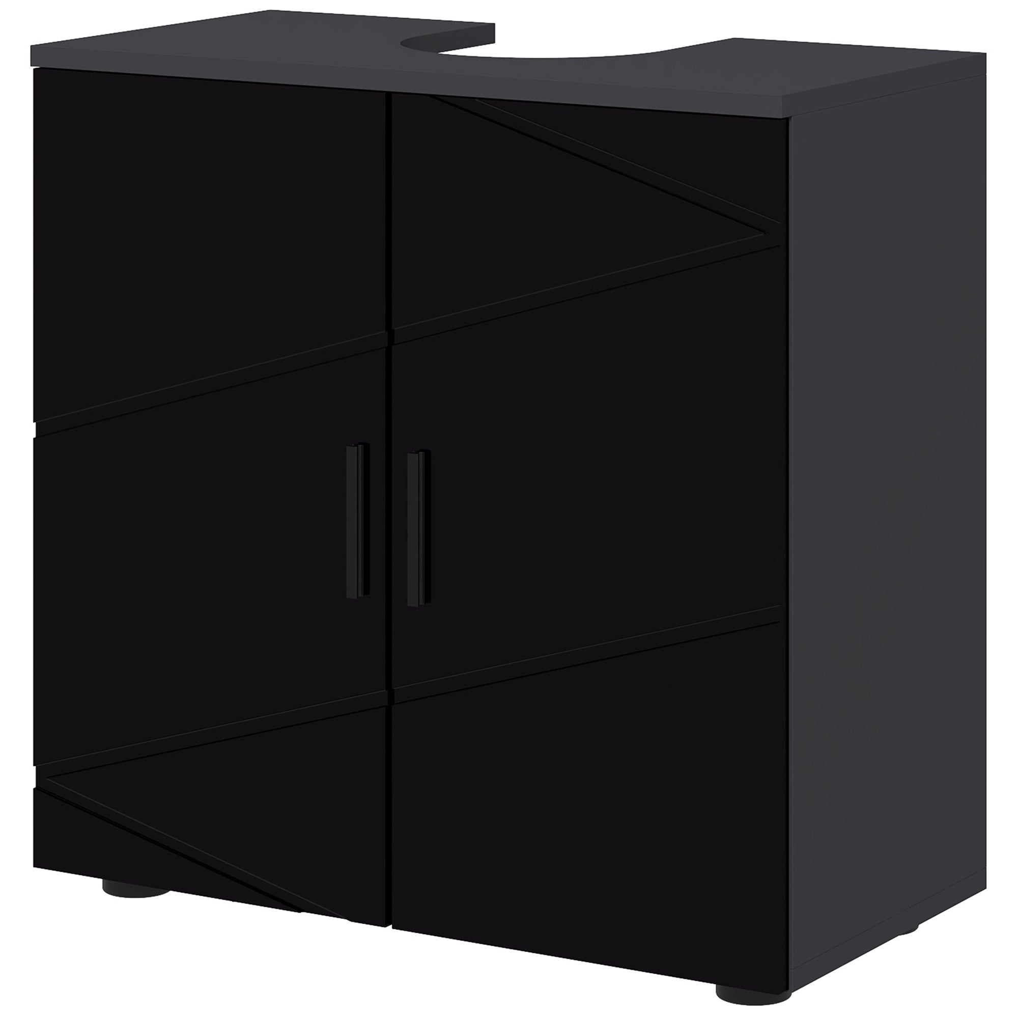 kleankin Bathroom Vanity Unit for Pedestal with Cabinet 2 Doors, 60x30x60cm, Black - Borgè