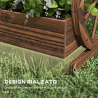 Outsunny 3-Tier Outdoor Planter with Decorative Wheels Made of Carbonized Fir Wood, 62x61x57 cm