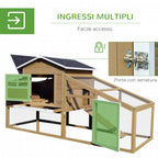 Outdoor Chicken Coop with Running Area, Outdoor Chicken Coop with Nesting Area and Pull Out Wooden Garden Tray, 200x80x105 cm - Borge' Group Limited