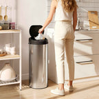 HOMCOM 55L Waste Bin with Sensor for Automatic Opening and Soft Closing, 32x30x72.5 cm, Silver