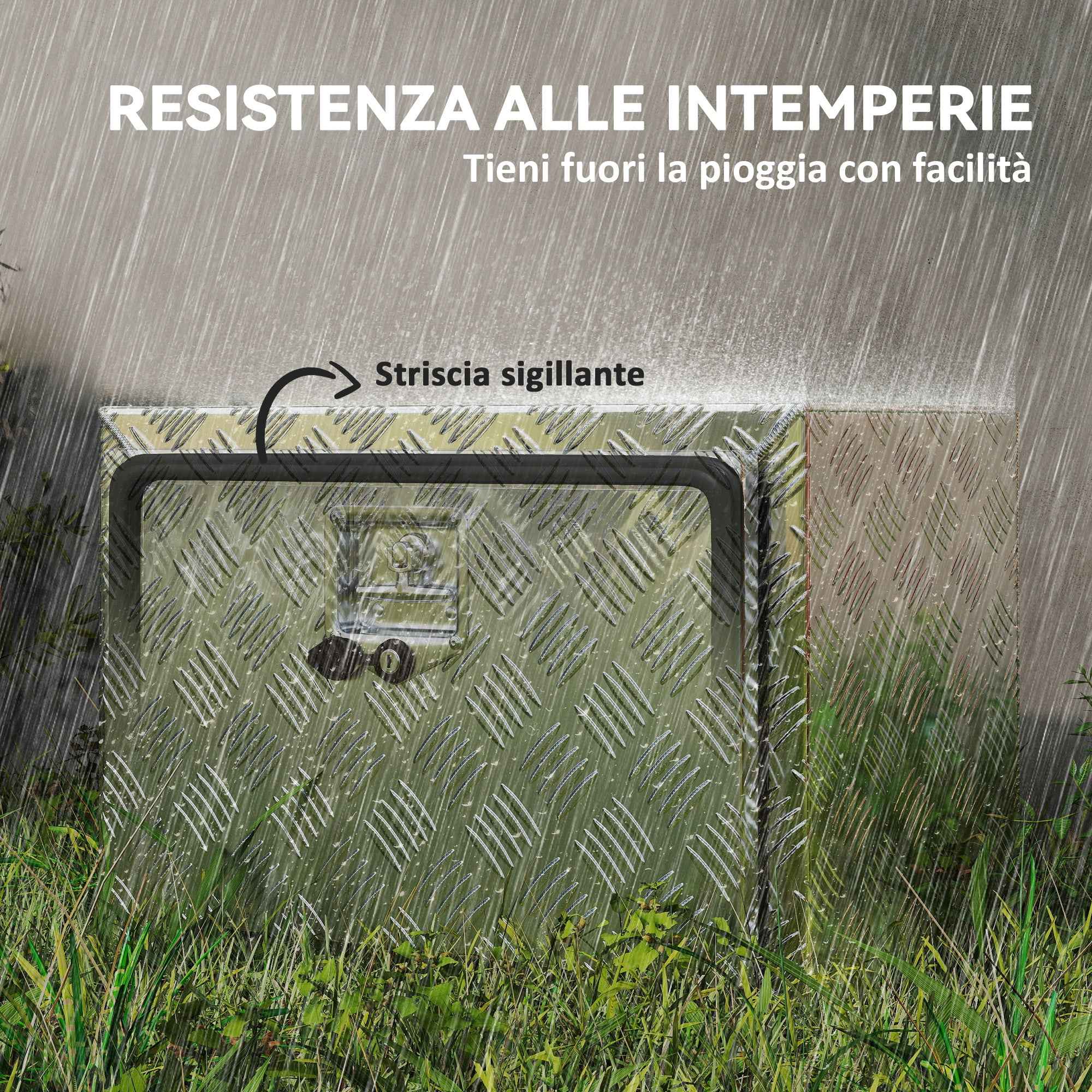 HOMCOM 76L Aluminum Tool Box with Lock, 2 Keys and Side Handle, 60.9x35.5x40.6 cm, Silver