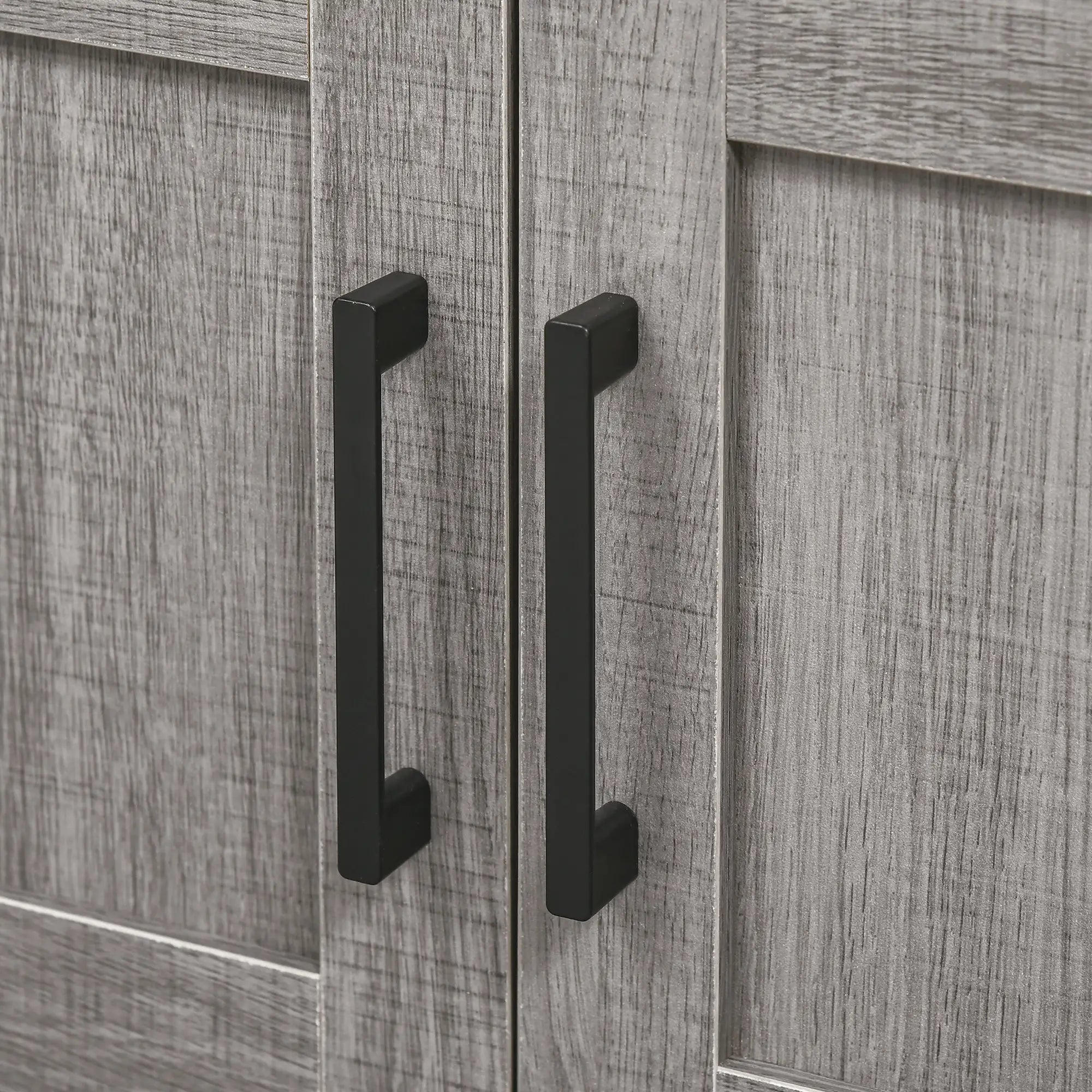 Vanity Unit with 2 Door Cabinet and Wooden Shelves 60x30x60cm, Grey