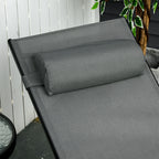 5-Level Reclining Garden Lounger with Removable Cushion, Aluminum and Texteline, 171x64x82cm Gray