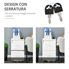 Office Cabinet with 2 Drawers and 5 Wheels, MDF and Chipboard File Cabinet, 43x45x72 cm, White