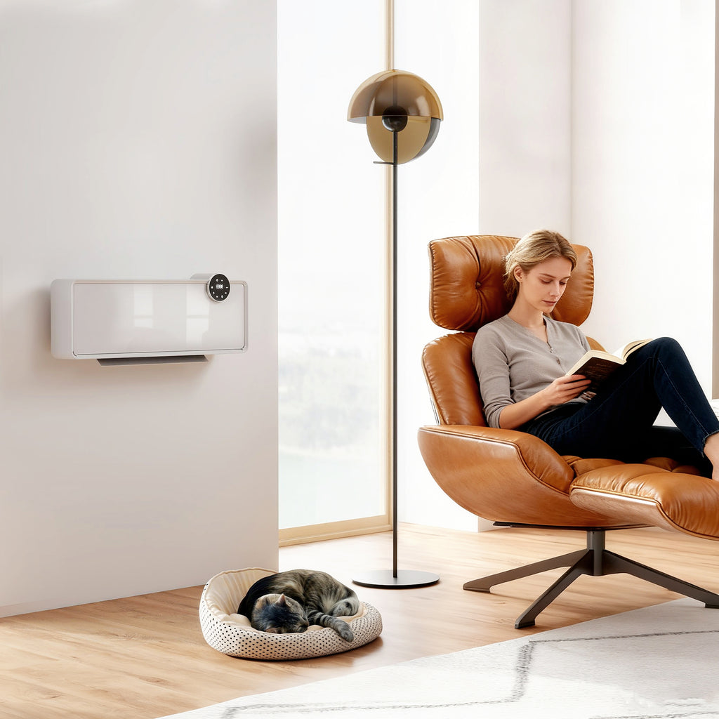2000W Electric Ceramic Heater Wall Mounted with 3 Modes, Adjustable Temperature, Timer and Remote Control, White