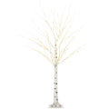 HOMCOM White Christmas Tree with LED Lights and 12 Branches for Indoor and Outdoor Use, Made of PP and Metal, 22x22x150 cm