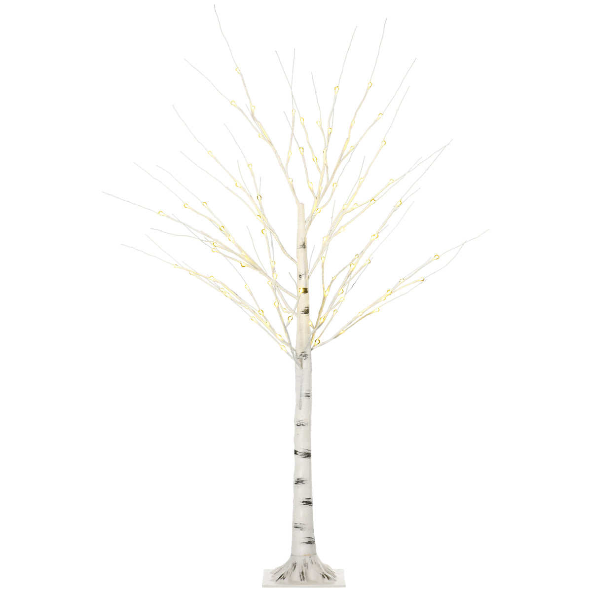 HOMCOM White Christmas Tree with LED Lights and 12 Branches for Indoor and Outdoor Use, Made of PP and Metal, 22x22x150 cm