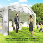 Outsunny 10x5 m Garden Tent with 10 Removable Side Walls, in PE and Galvanized Metal, White