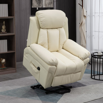 HOMCOM Electric Lifter Relax Armchair with Thick Padding and Remote Control, 96x93x105cm, Cream - Borgè