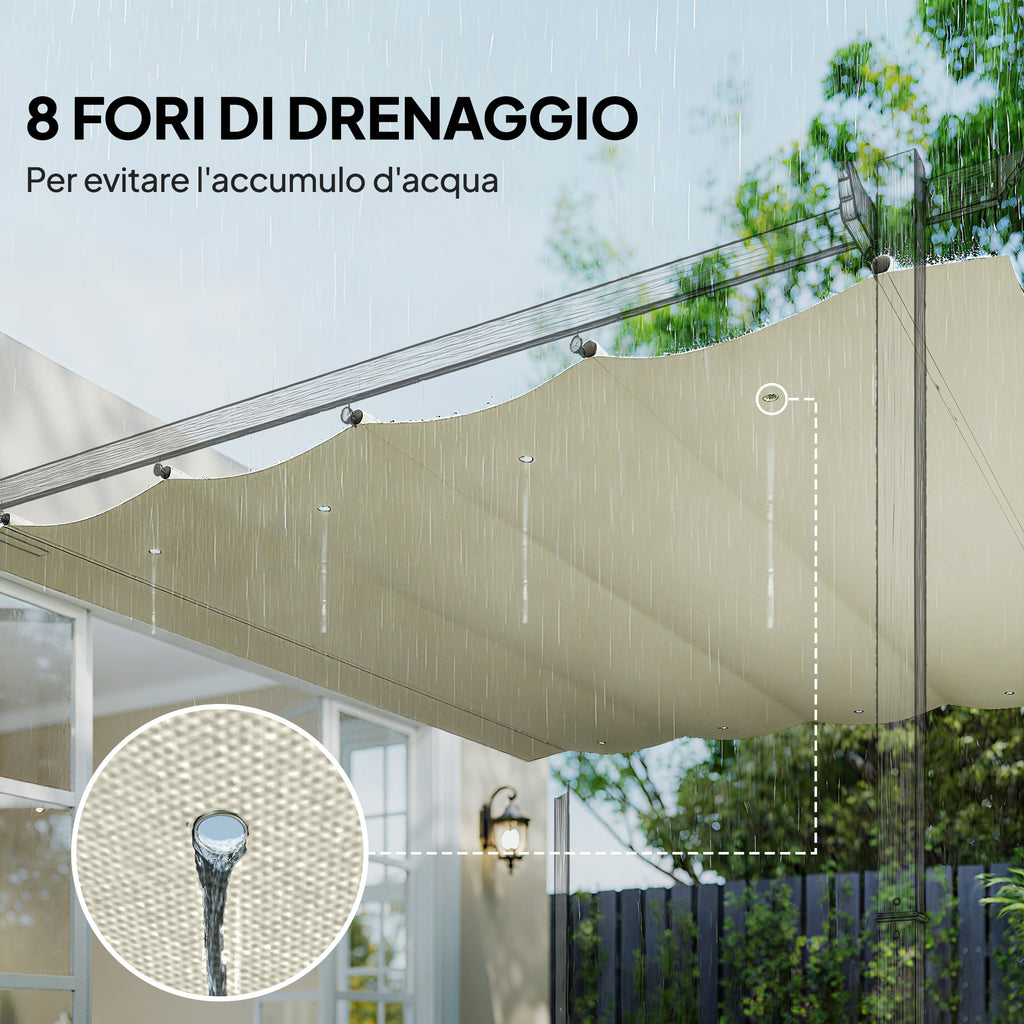 Outsunny Cream White Polyester Anti-UV Outdoor Pergola Cover with 8 Drainage Holes, 286x245 cm