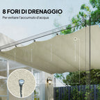 Outsunny Cream White Polyester Anti-UV Outdoor Pergola Cover with 8 Drainage Holes, 286x245 cm