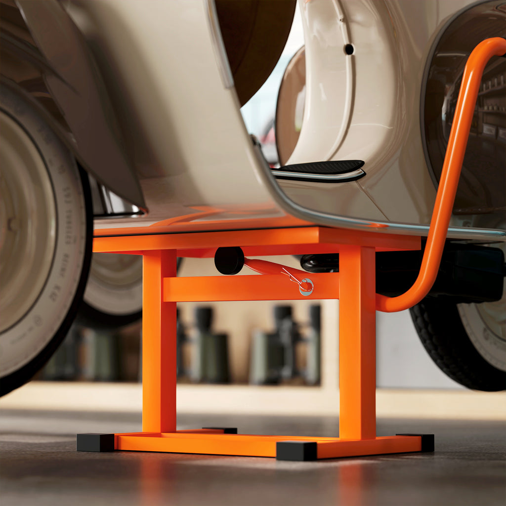 Motorcycle Stand Max 150 kg in Metal with Rubber Surface and Crank, 48x34x43 cm, Orange
