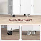 HOMCOM Folding Leaf Table with 3-Level Shelves, Box and Wheels, in MDF, 130x80x76.5 cm, White - Borgè