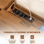 HOMCOM Wall-Mounted TV Stand for up to 50" with Power Sockets, USB and Type-C, Drawer and Shelves, 120x24x22.4 cm, Walnut