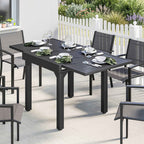 Outsunny Extendable Slatted Garden Table for 4-6 People, Made of Aluminum and Steel, 80/160x80 cm, Black
