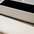 Bedside Bench with 84L Storage Space, Corduroy Effect Fabric and Steel, 112x42x40 cm, Beige