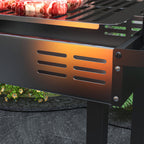 Outsunny 3-Level Charcoal Barbecue with Folding Shelves and Rotisserie, Stainless Steel, 118x32x90 cm, Black - Borgè