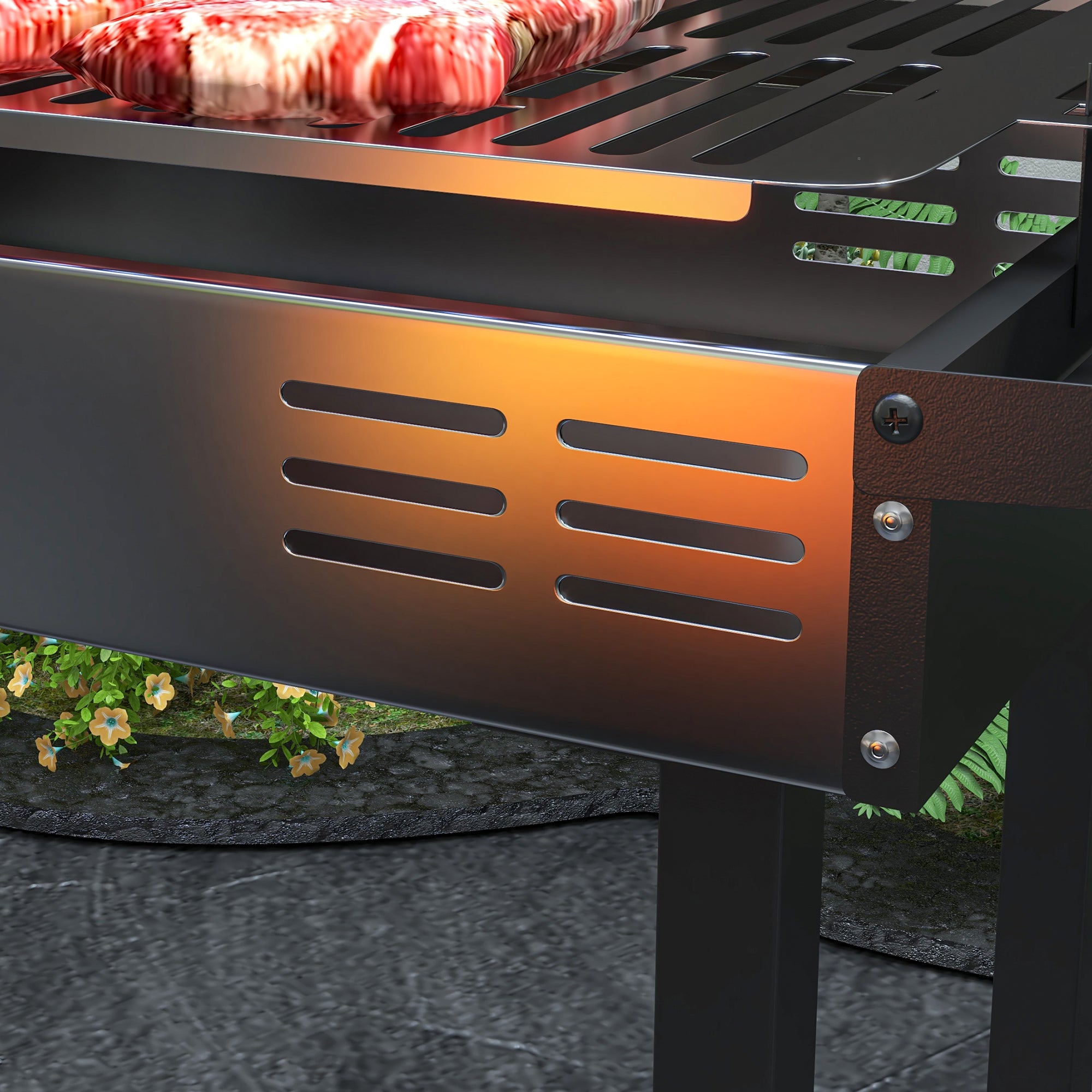 Outsunny 3-Level Charcoal Barbecue with Folding Shelves and Rotisserie, Stainless Steel, 118x32x90 cm, Black - Borgè
