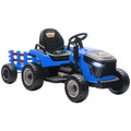 AIYAPLAY 2 in 1 Electric Tractor for Kids Ages 3-8 with Detachable Trailer, Remote Control, Music, Lights, Blue