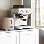 HOMCOM 4-Cup Pantry Unit with 2 Open Shelves and Worktop, Wood and Glass, 108x35x180 cm, White