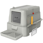 PawHut 80L Enclosed Cat Litter Box with Removable Tray, ABS and Stainless Steel, 63x43x43 cm, Light Grey
