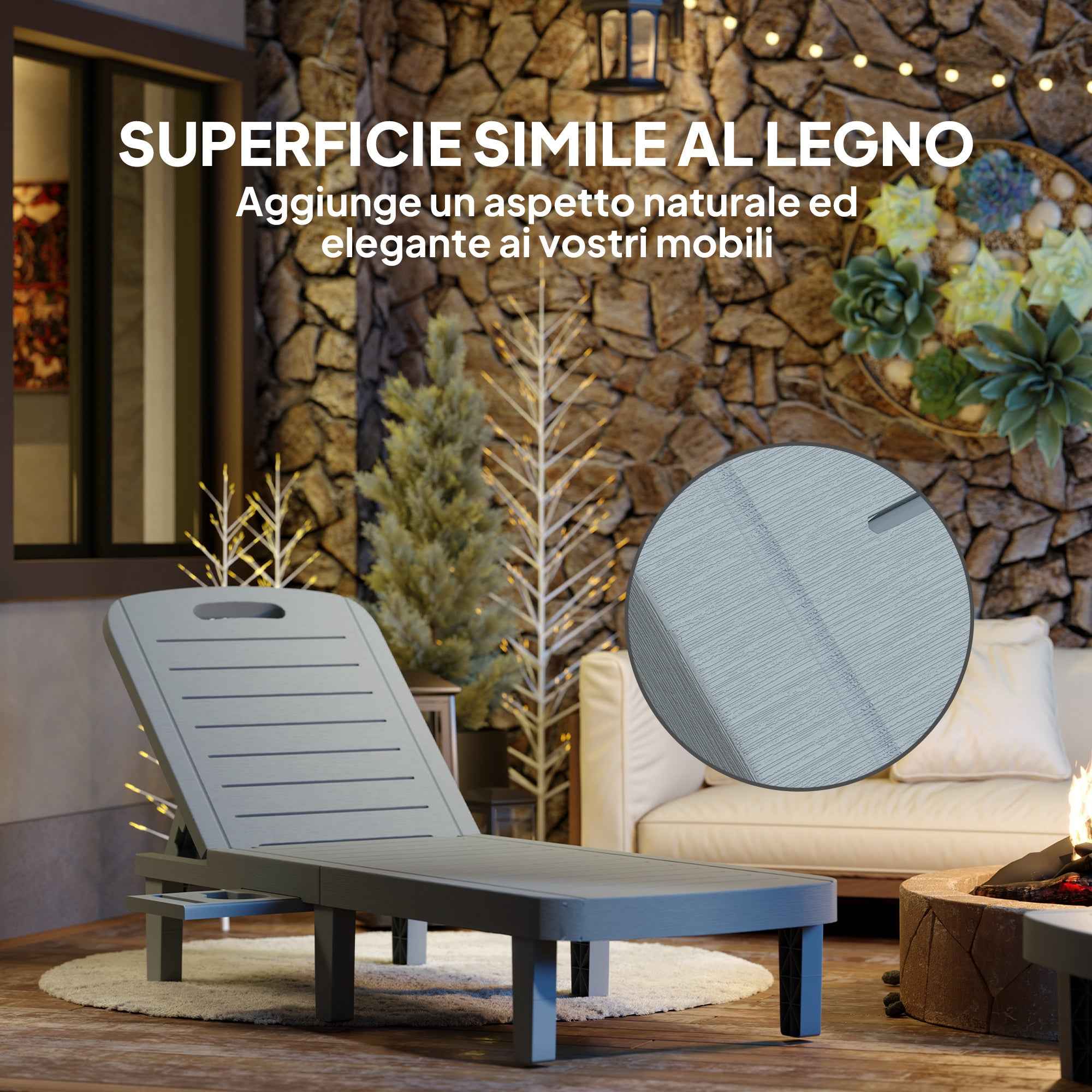 Outsunny Set of 2 Sun Loungers with Adjustable Backrest and Trays, in Polypropylene, 62x158x88 cm, Dark Grey