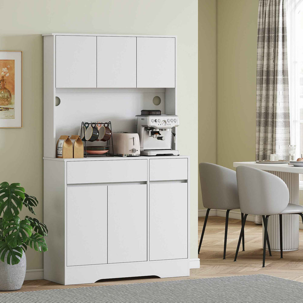 HOMCOM Modern Kitchen Sideboard with 4 Cabinets, 2 Drawers and Adjustable Shelves, 100x38x180 cm, White