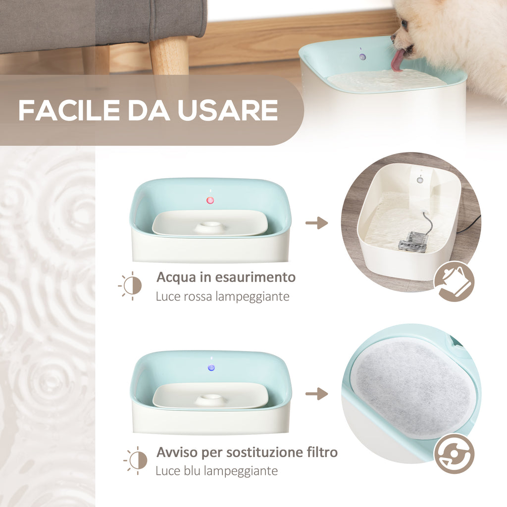 PawHut 3L Cat and Dog Water Fountain with Carbon Filter, LED Light and Motion Sensor, White