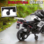 6V Electric Motorcycle for Kids with Removable Training Wheels, Headlights and Music, Ages 18-36 Months, White
