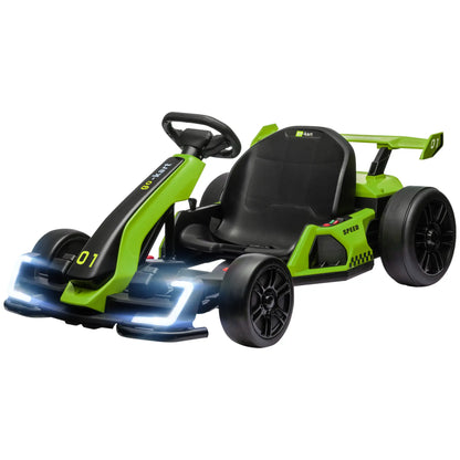 Electric Go Kart for Kids 6-12 Years 24V 12km/h with Adjustable Seat, Green