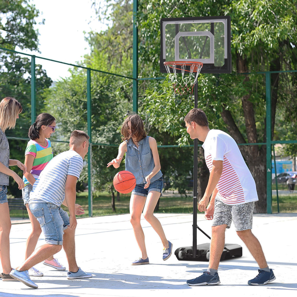 Basketball Hoop Adjustable Height 160-210cm, Steel Structure and Base with Wheels, Transparent PE Backboard