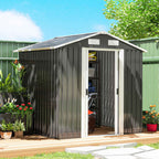 Outsunny Steel Garden Shed with 2 Sliding Doors, Black, 2.6 m²