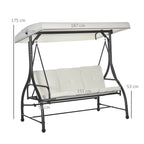 Outsunny Outusunny Swinging 3-Seater Garden Bed with Adjustable Canopy, in Steel and Polyester, 195x117x175 cm, Cream and Black - Borgè