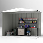 Garden Tool Shed in Galvanized Steel with 2 Doors, 246x117x180 cm, Dark Grey