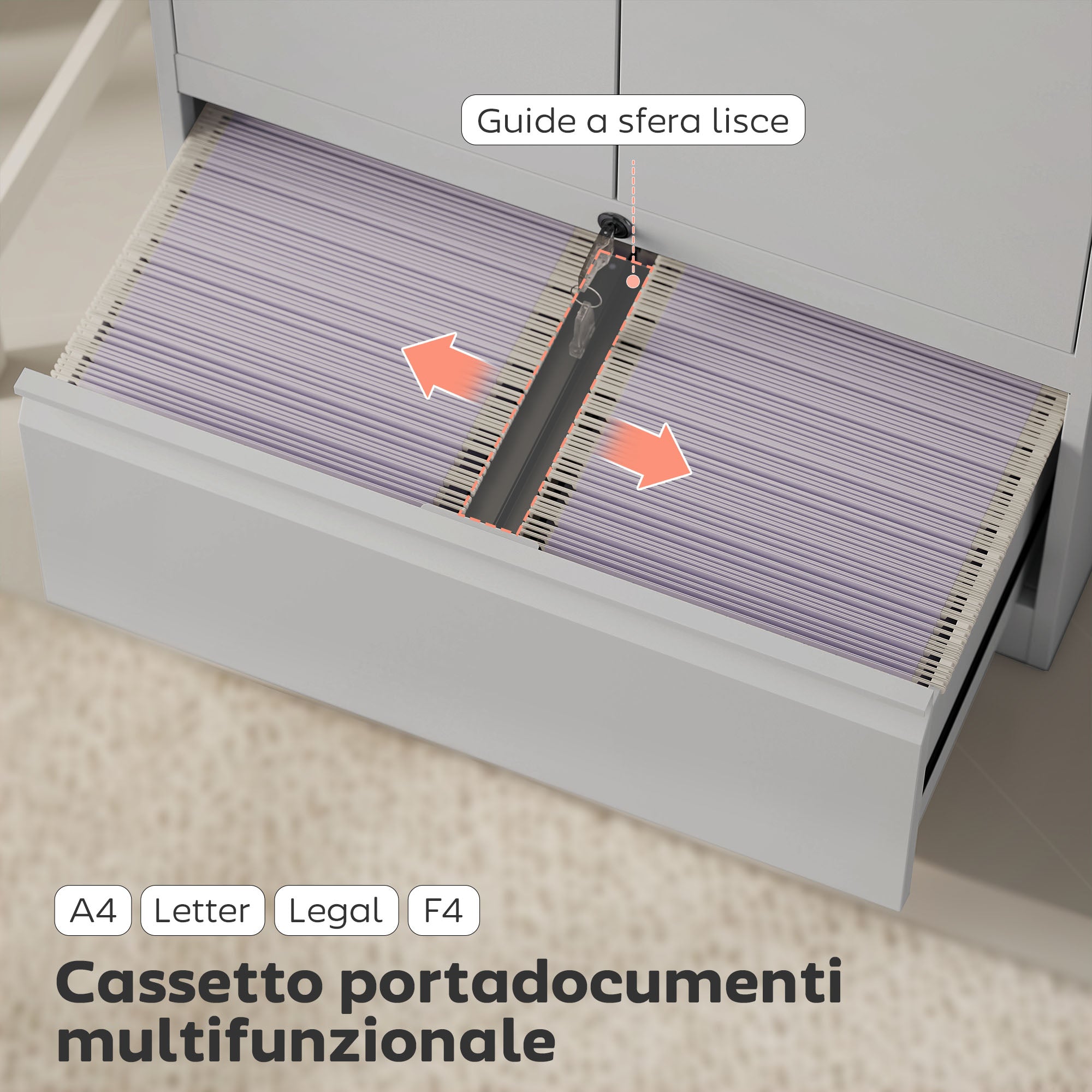Steel Office Cabinet with Adjustable Internal Shelf and Drawer, 80x40x130 cm, White