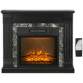 HOMCOM Electric Fireplace with Timer, Adjustable Flame and Temperature, 80x21.6x67.8 cm, Black