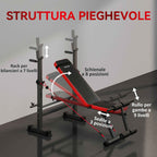 SPORTNOW Fitness Bench with Weight Rack, Adjustable Backrest and Seat, Dip Station, 420 kg Capacity