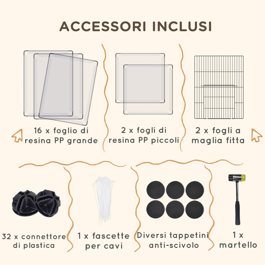 Modular Pet Playpen with 20 Panels and 2 Doors, Made of Steel and PP, 175x70x45 cm, White and Black